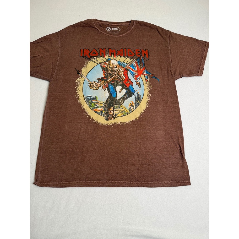 Iron Maiden The Trooper Graphic T-Shirt Brown Heathered Cotton Mens XL 0X 1X